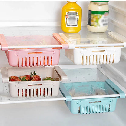 Fridge Organizer Box Retractable Multifunctional Tiered Refrigerator Shelf Fresh Divider Layer Shelf Kitchen Storage Organizer