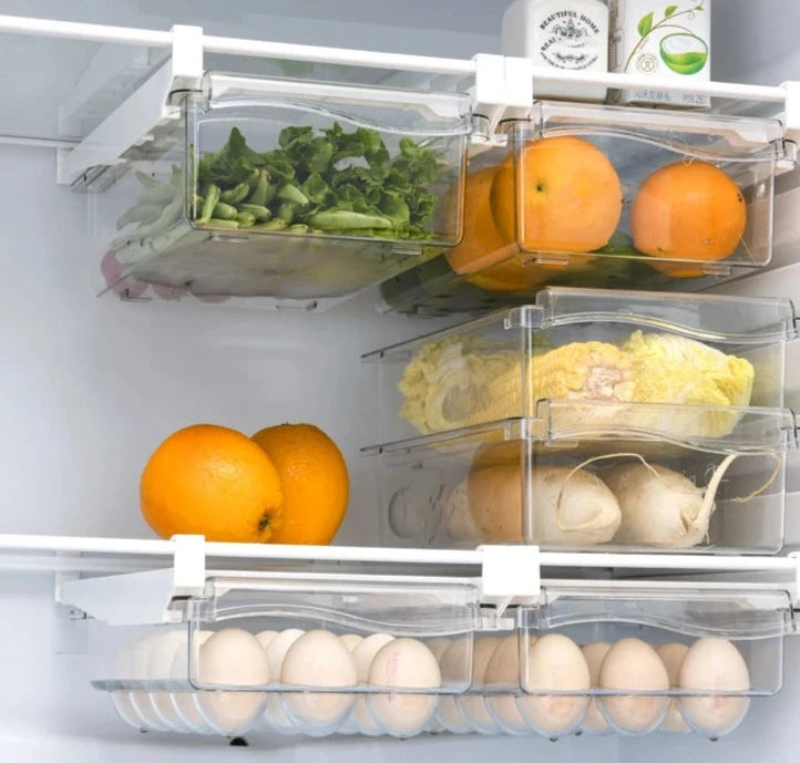 Fridge Drawer Box Eggs Fruit Vegetable Food Storage Slide Tray Case Refrigerator Divided Holder Hanging Shelf Kitchen Organizers